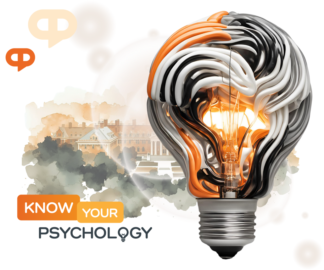 Achology School of Mental Health, Wellness and Emotional IQ banner with abstract ribbon lightbulb and warm orange glow