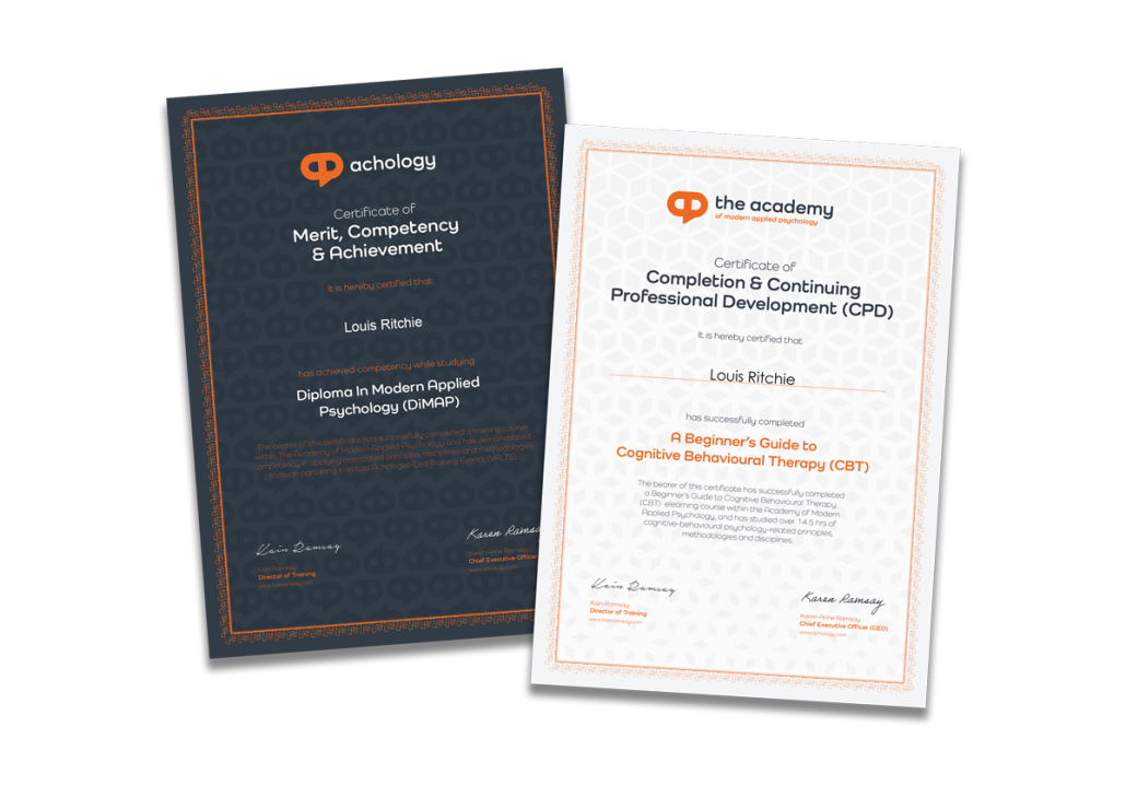 Achology certification page certificates mockup